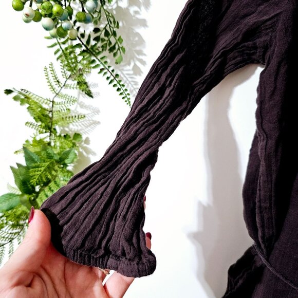 Old‎ Navy Womens XS Brown Long Sleeve Cotton Tunic Blouse Pleated Detail ~LS56.3 - Picture 5 of 8